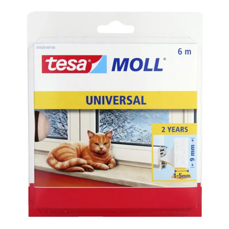 Tesa Tætningsliste Moll Pur Hvid                    9mmx6m