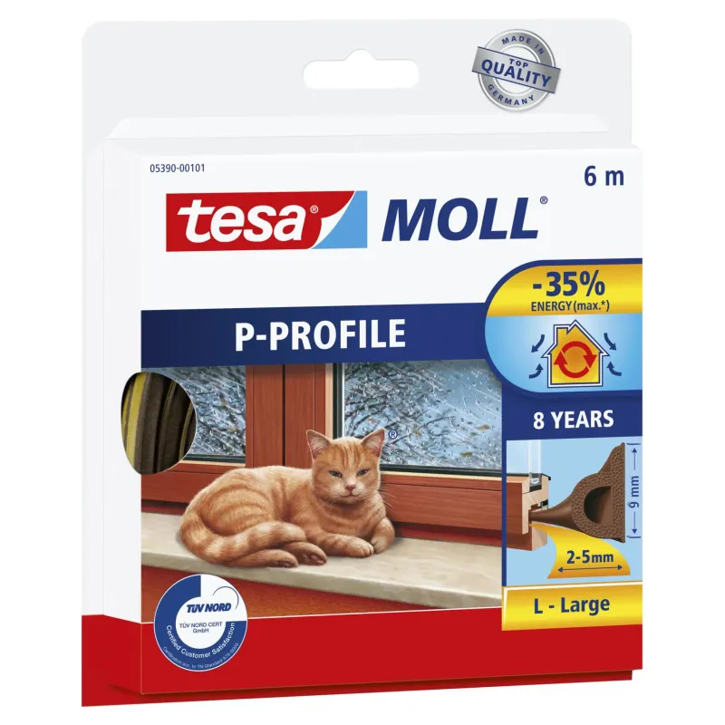 Tesa Tætningsliste  -profil Gummi Brun     9mmx6m