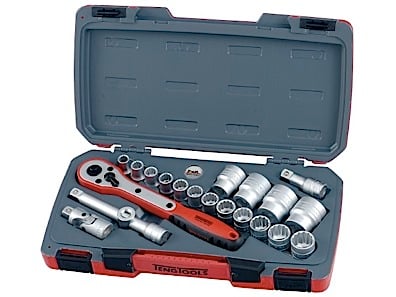 Topnøglesæt Med     Quot    -fatning Teng Tools T1221-