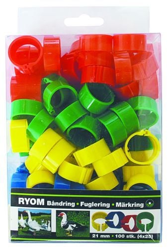 Båndringe Plast Ass  21mm 100 Stk