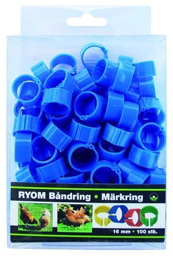 Båndringe Plast Blå  16mm 100 Stk