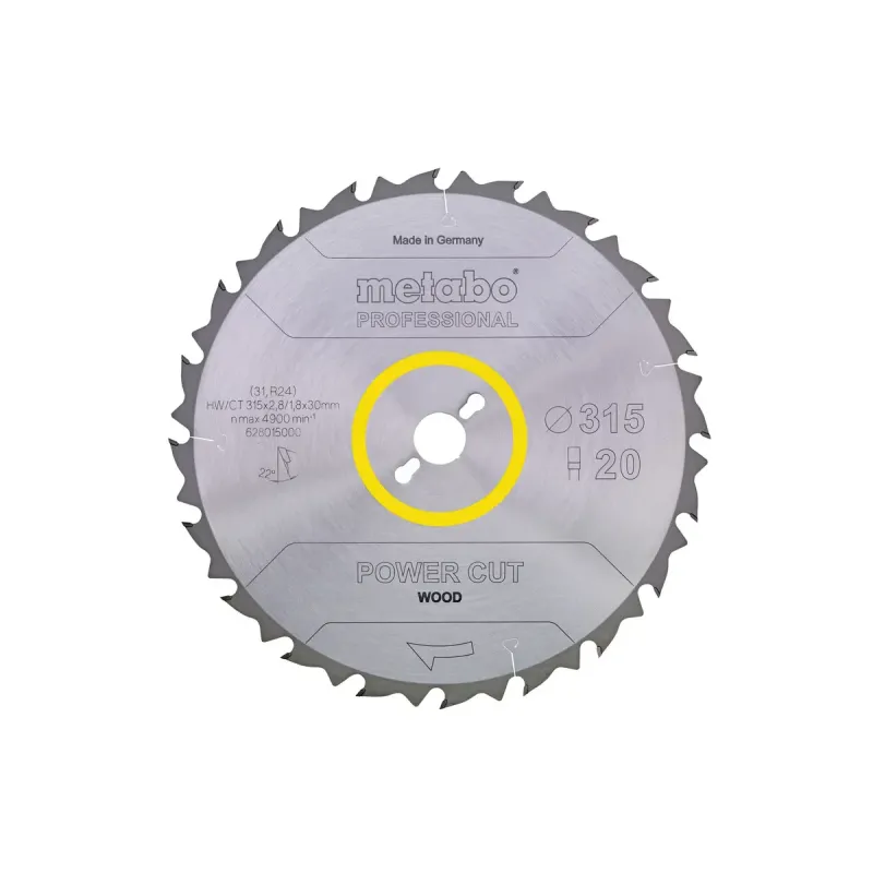 Metabo 4007430193452 628230000 Rundsavklinge   Hårdmetal Power Cut Wood  Kvalitet Professional  Til Semistationære Rundsav