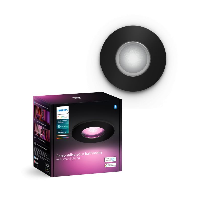 Philips Hue Xamento White And Color Ambiance Bad Indbygningsspot Sort Ip44   2w