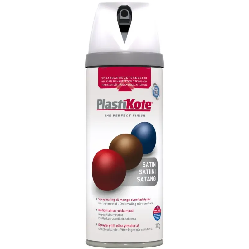Plasti-kote Twist  Satin 22101 Ral 9010 Hvid 400ml