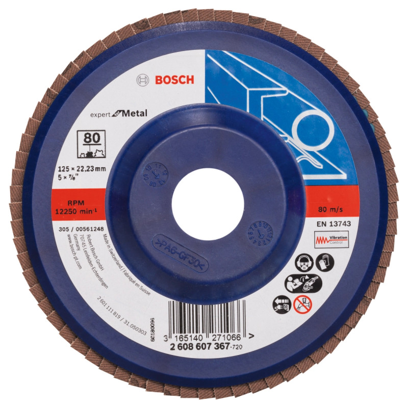 Bosch Lamelslibeskive  :mt ø125x22mm K80 Flad 2608607367