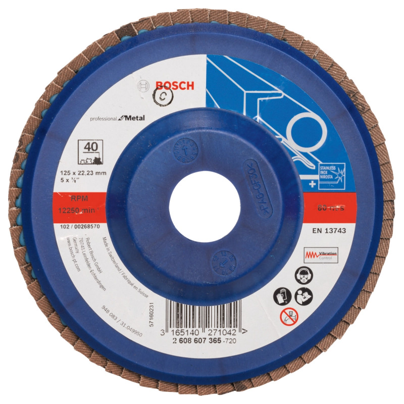 Bosch Lamelslibeskive  :mt ø125x22mm K40 Flad 2608607365