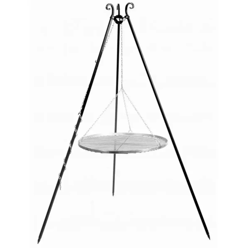 Cook King 180 Cm Trefod Med 60 Cm Grillrist   Rustfrit Stål