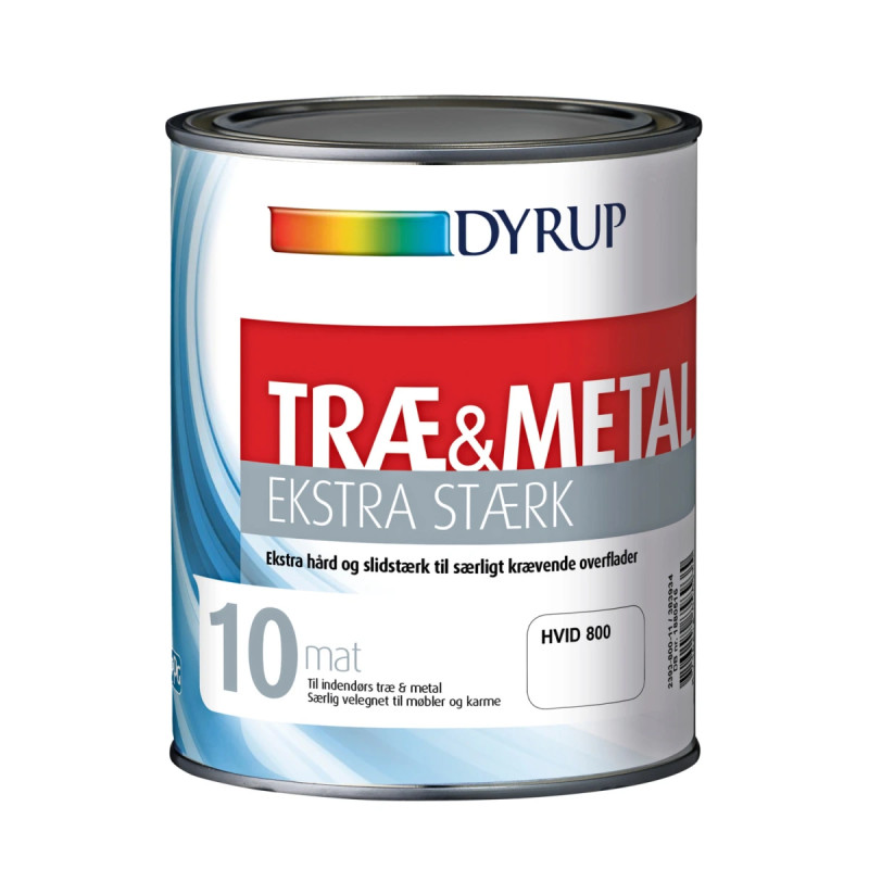 Dyrup Træ Metal Ekstra Stærk Mat Hvid 1lt