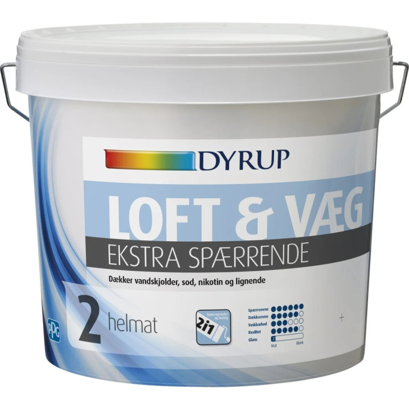 Dyrup Væg   Loft 02 Ekstra Spærrende Hvid   5lt