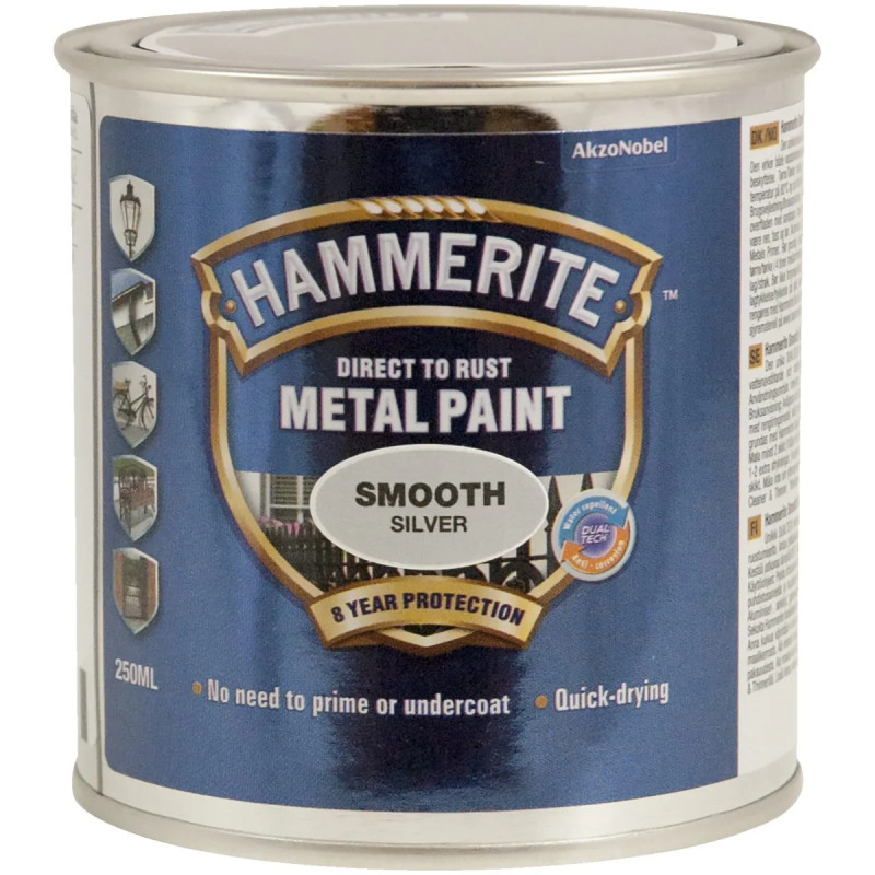 Hammerite Glat-effekt Sølv 250ml