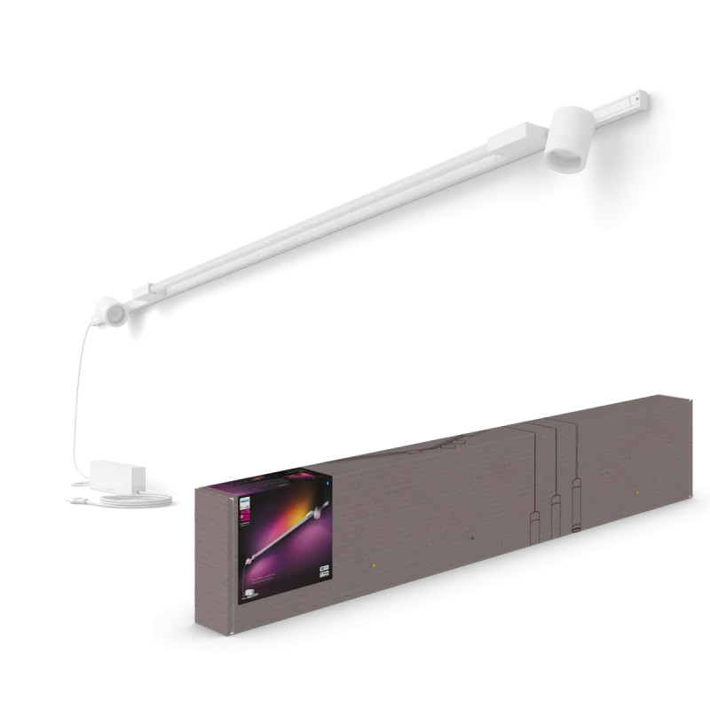 Philips Hue Perifo Vægskinnesæt Hvid Med   Cylinder Spots Og Lysbar