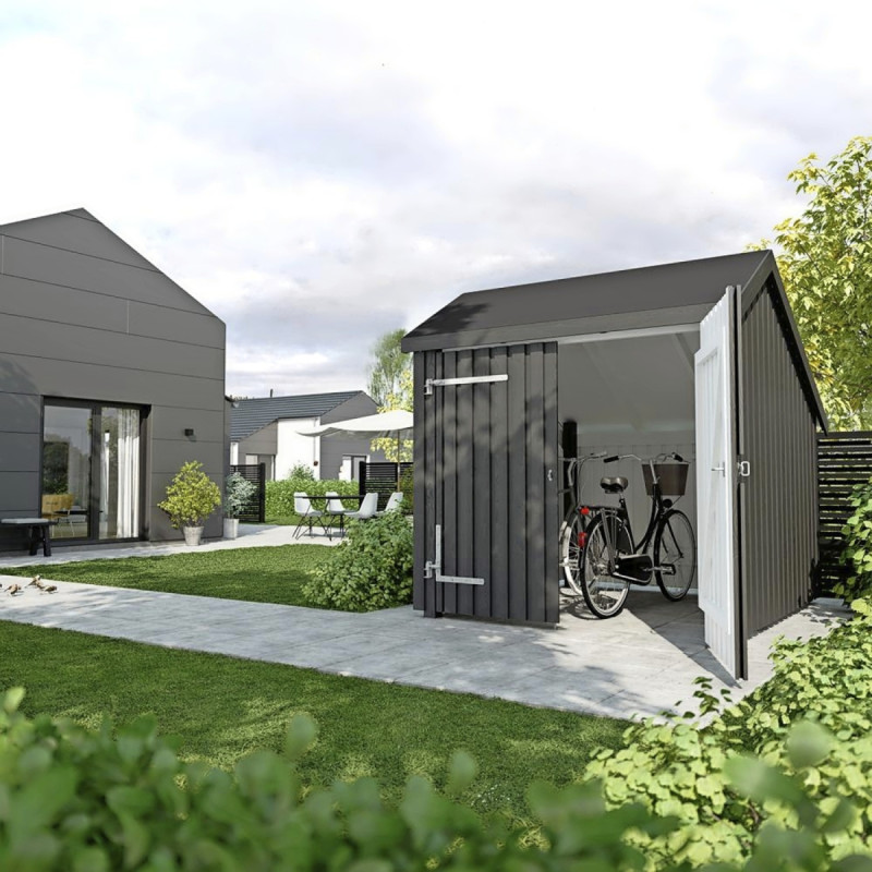 Plus Cykelskur     Mâ    Modul   Dobbeltdør Inkl  Tagpap Alulister 1675605-