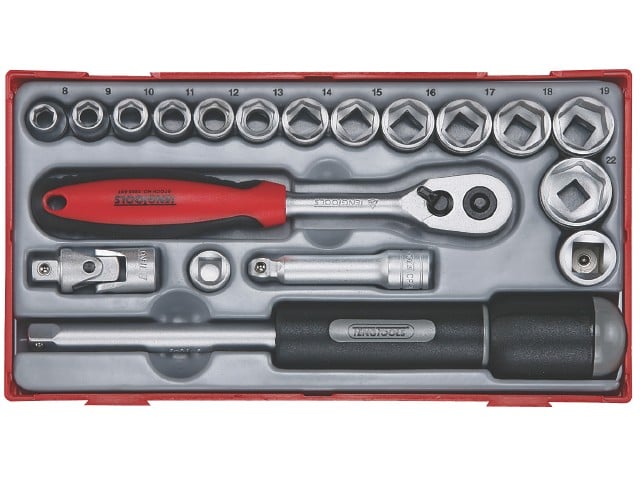 Topnøglesæt Med     Quot    -fatning Teng Tools Tt3819 19 Dele