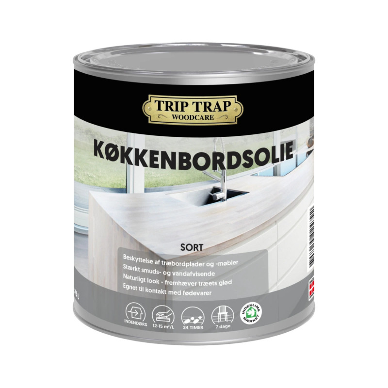 Trip Trap Køkkenbordsolie Sort   75lt