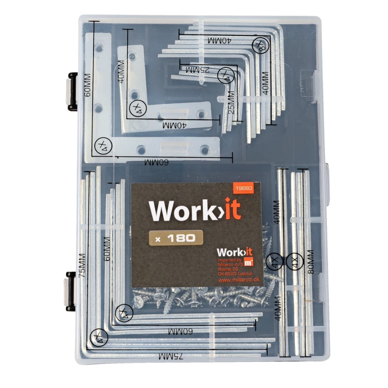 Work-it Møbelbeslagssortiment 180 Dele